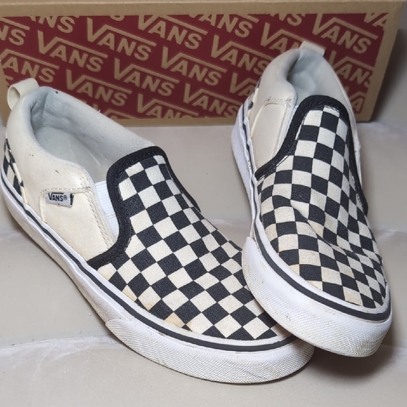 Vans Black and White Checkered Slip-Ons - Picture 1 of 6